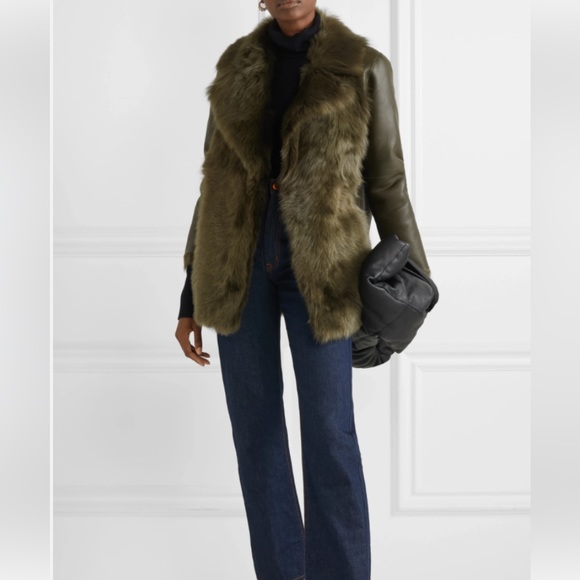 Theory overlay lamb shearling fur leather reversible coat - Picture 2 of 9